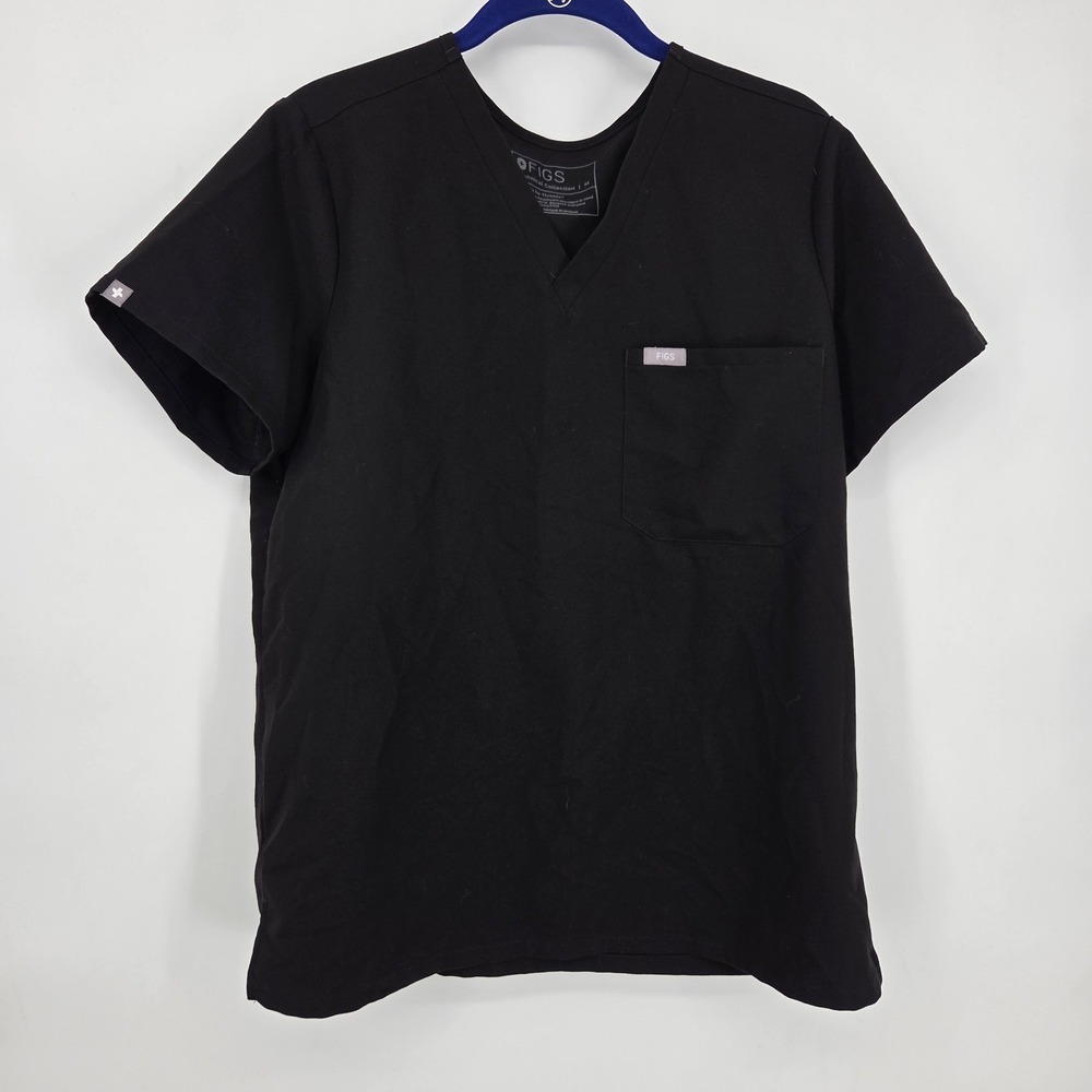 FIGS Women Medical Scrub Top Medium Black Catarina One-Pocket Scrub Top